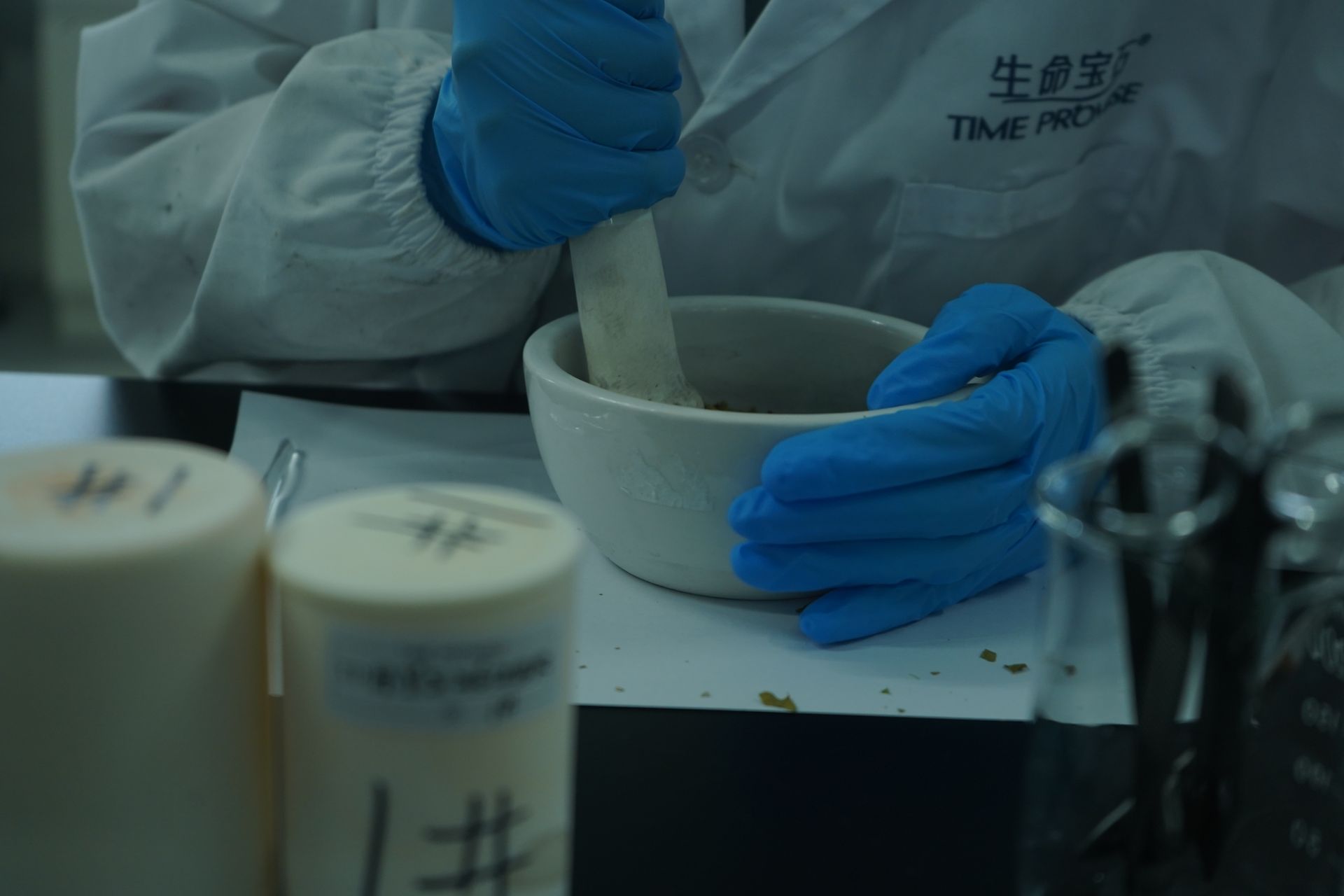 Additional plant sample trays in laboratory processing area