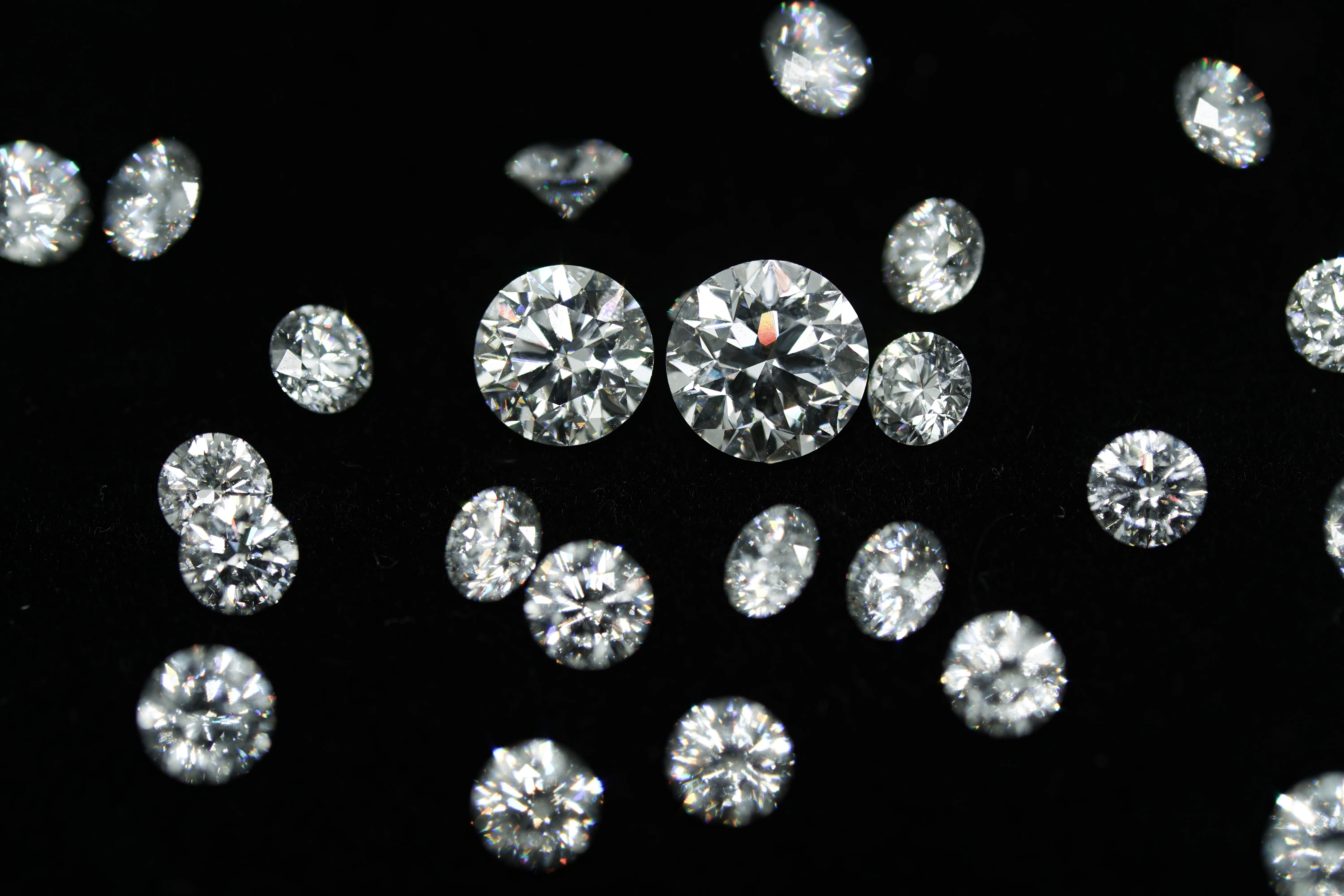 Memorial diamond collection — blue, yellow, and colorless laboratory-grown diamonds