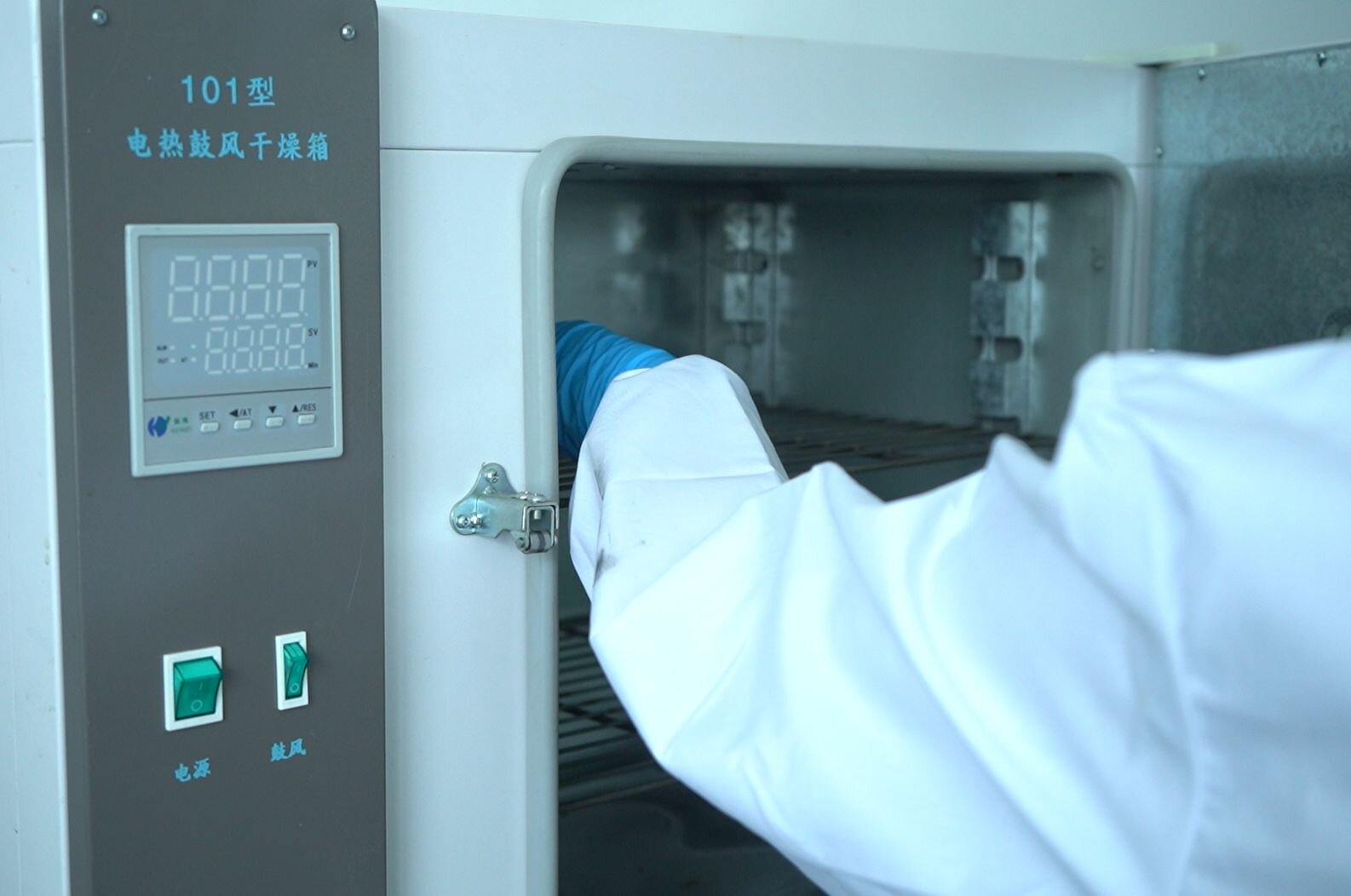 Peony petals being ground in a laboratory mortar — carbon extraction preprocessing